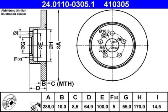 Bremseskive ATE 24.0110-0305.1