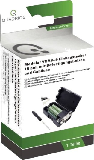Quadrios 2010C254 Vga Kontakt Rett Hann 15 Polet Svart 1 Sett 2010C254 Quadrios 2010C254 Vga Kontakt Rett Hann 15 Polet Svart 1 Sett 2010C254