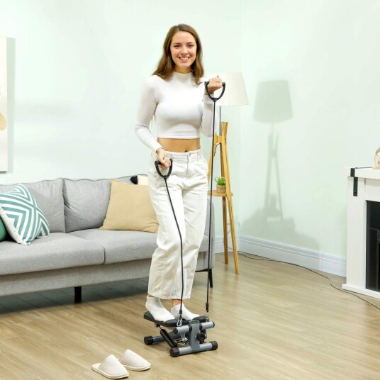 2 i 1 mini stepper for hjemmet med krafttau opp ned sving stepper med LCD skjerm stepper hjemmetrener opptil 100 kg for bein /