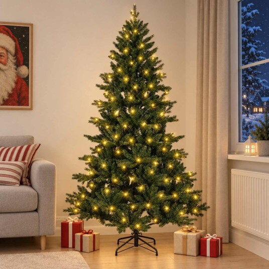 vidaXL Kunstig sammensatt juletre 240 cm 300 LED-lys Varmhvit