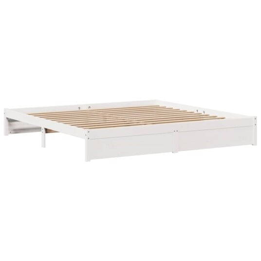 Sengeramme med hodegavl hvit 200x200 cm heltre furu 3306004