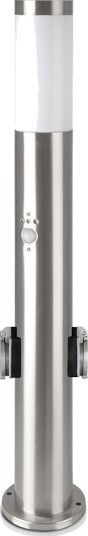60cm E27 hagelampe med sensor og 2 uttak IP44 rustfritt stål