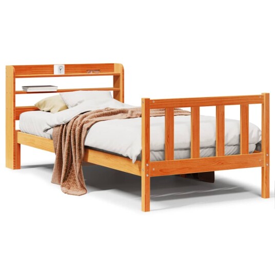  Sengeramme med hodegavl voksbrun 100x200 cm heltre furu 3306596