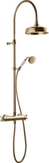 Tapwell XCOL7269 Takdusj Classic - Med trykk- og termostatstyrt dusjbatteri med omkaster for hånddusj-Oksiderende Messing