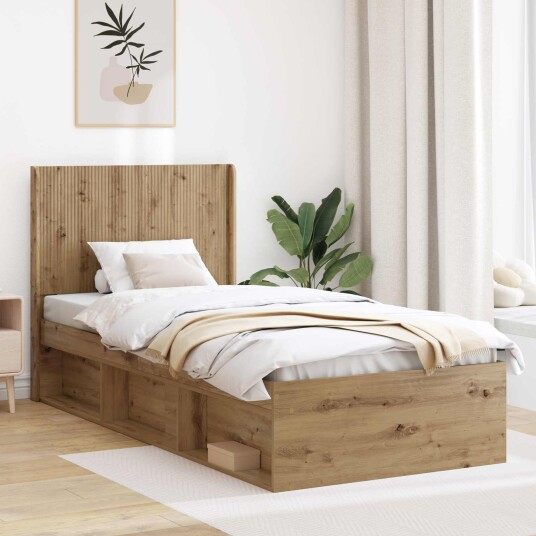  Sengramme med oppbevaring og hodegavl Artisan eik 90 x 190 cm