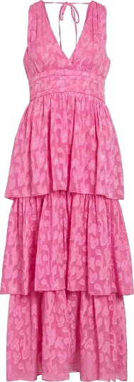 Vila Visindy V Neck Sl Flounce Ankle Dress/Dc Pink 44 Vila Visindy V Neck Sl Flounce Ankle Dress/Dc Pink 44