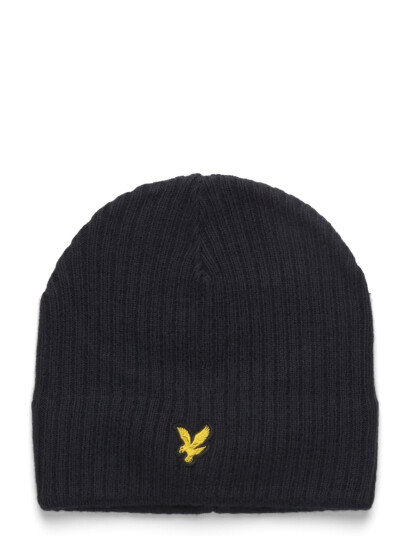 Lyle & Scott Knitted Ribbed Beanie - Navy - ONE SIZE