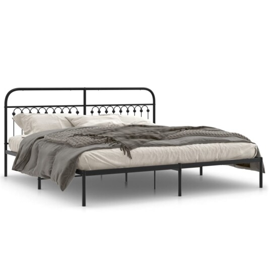  Sengeramme i metall med sengegavl svart 200x200 cm 8721102644962