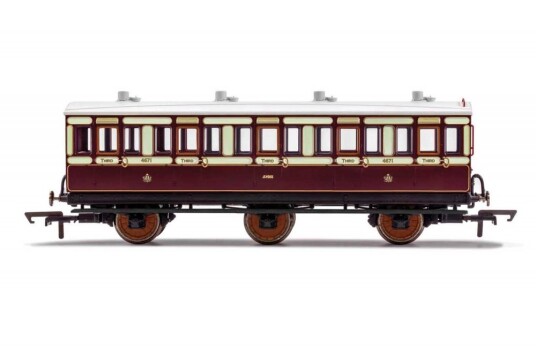 Hornby LNWR 6 Wheel 3rd Class Coach No.4671 m/Lys - Era 2