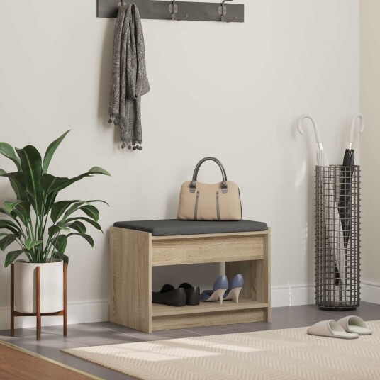 vidaXL Gangbenk Sonoma eik 63 x 38 x 45 cm Konstruert treverk og stoff