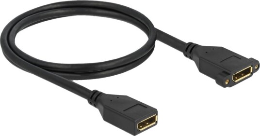 Delock Displayport Kabel Displayport W Til Displayport W Panelmonterbar Displayport 1.2 1.0M Støtter 4K 60 Hz 3840 X 2160 Svart 87100