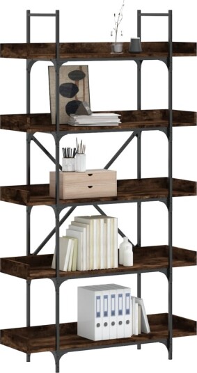  Bokhylle 5 etasjer røkt eik 100x33x180,5 cm konstruert tre 8721012194816