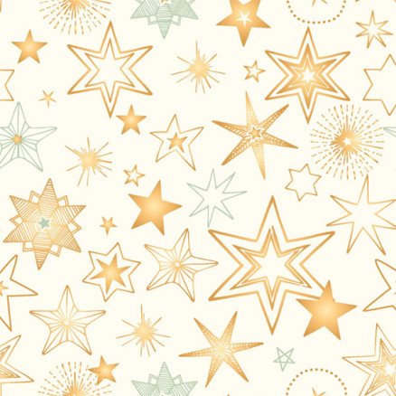 Balsløw Bomullspoplin Stoff 145cm 051 Beige med gullstjerner