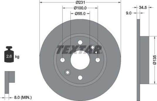 TEXTAR 92096600 Bremseskive