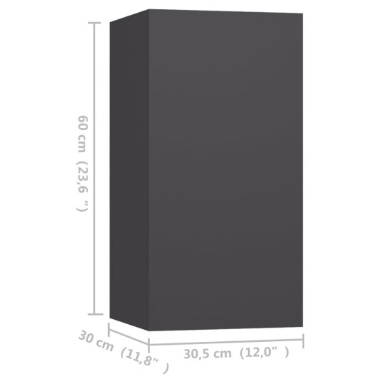 vidaXL TV-benker 4 stk grå 30,5x30x60 cm sponplate