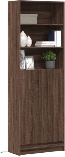Garderobe med LED brun eik 69x32,5x200 cm konstruert tre