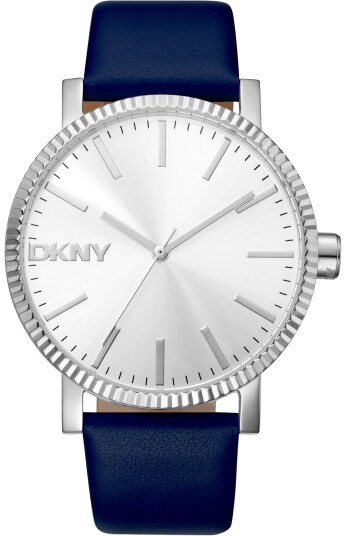 DKNY Dameklokke DK1L034L0015 Soho Maxi Sølvfarget/Lær Ø40 mm