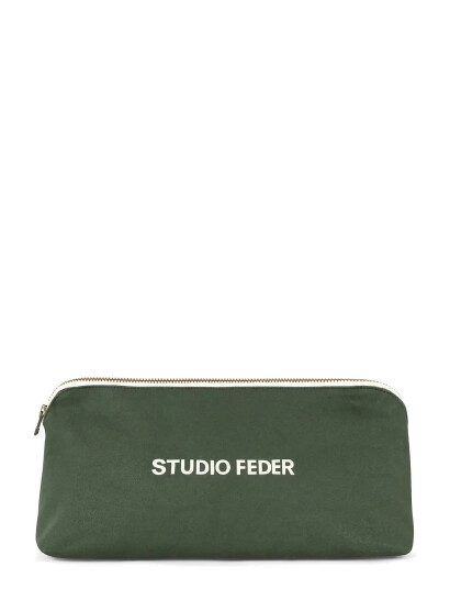 STUDIO FEDER Celia Mini Toiletry Bag - Canvas - Green - 22X12X8CM STUDIO FEDER Celia Mini Toiletry Bag - Canvas - Green - 22X12X8CM