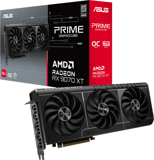 ASUS Radeon RX 9070 XT Prime OC 16GB GDDR6 Grafikkort med 3 x DisplayPort og HDMI
