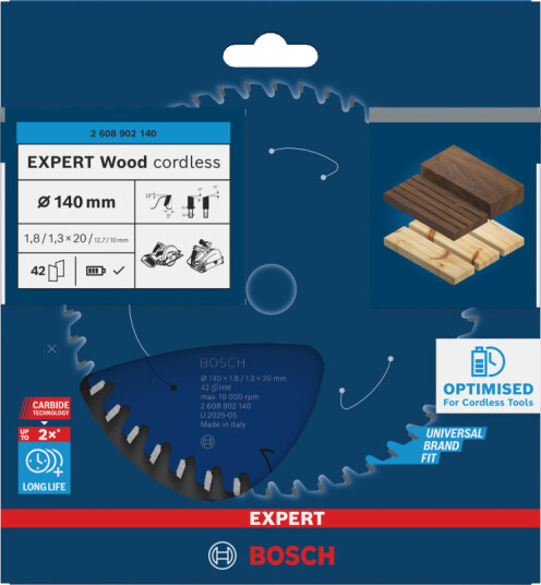 Bosch Expert For Wood Sirkelsagblad 140 mm 42 Tenner for Batteridrevne Sager Bosch Expert For Wood Sirkelsagblad 140 mm 42 Tenner for Batteridrevne Sager