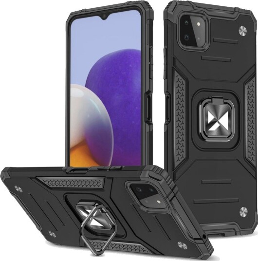 Wozinsky Ring Armor Armored Hybrid Case Cover + Magnetic Holder Samsung Galaxy A22 4G Black