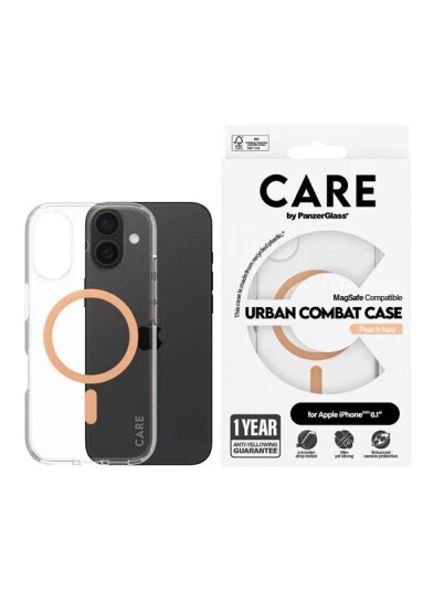 CARE by PanzerGlass Urban Combat MagSafe Baksidedeksel Ferskenfarge iPhone 16 CARE by PanzerGlass Urban Combat MagSafe Baksidedeksel Ferskenfarge iPhone 16