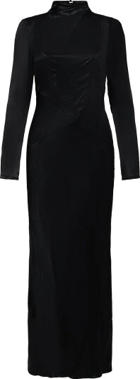 Topshop Tsaia Satin Grown On Neck Maxi Dress Wvn   JET BLACK   36