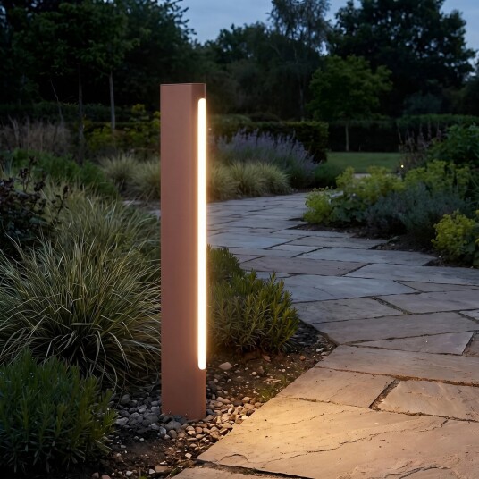 Celiora LED-gatelampe, høyde 80 cm, brun, IP65 – Lucande - Moderne - Aluminium - Kantet