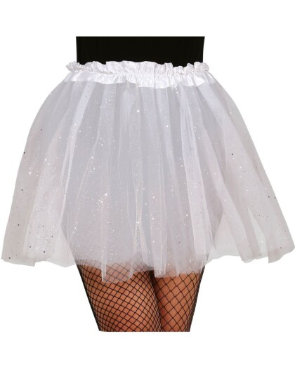 Hvit Tutu/Underskjørt med Glitter 40 cm
