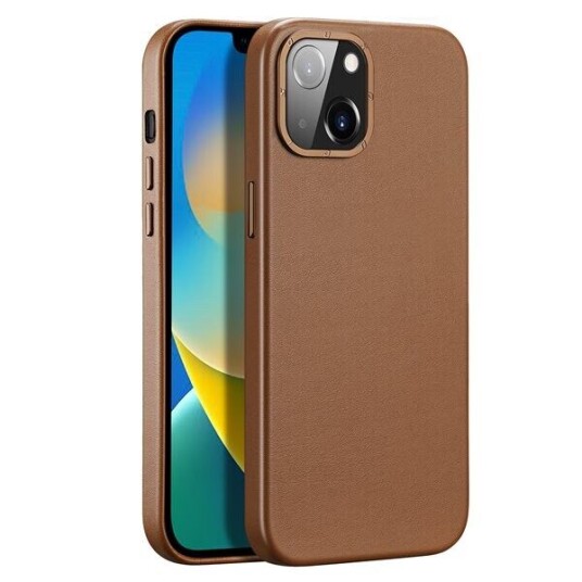 Dux Ducis iPhone 14 Plus DUX DUCIS Grit Elegant Kunstskinn Bakdeksel - MagSafe-kompatibel - Brun