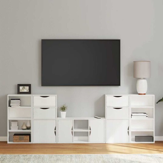 TV enheter med oppbevaring 5 delers ODDA hvit heltre furu TV enheter med oppbevaring 5 delers ODDA hvit heltre furu