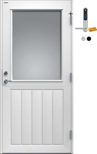 Ytterdør Diplomat GLASS13 Hvit Klart Glass med Yale Doorman Classic Home