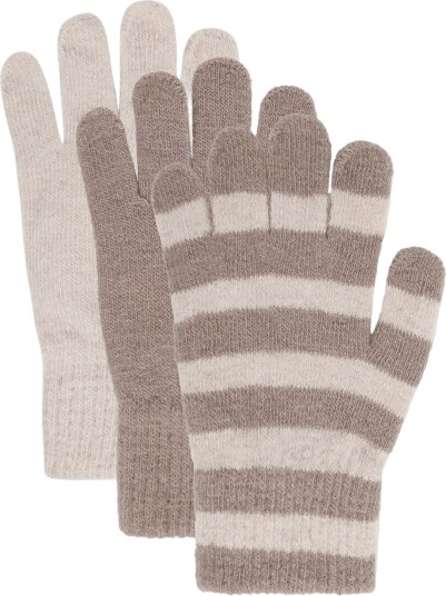 Minymo Magic Gloves Knit 3-Pack - FAWN - 7-12Y
