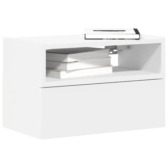  Veggmontert nattbord hvit 45x26x28,5 cm 8721158574756