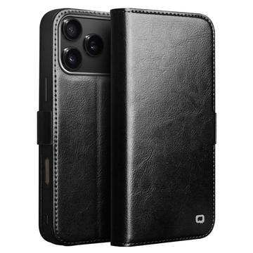 Qialino iPhone 17 Pro Classic Lommebok deksel I Lær Svart Qialino iPhone 17 Pro Classic Lommebok deksel I Lær Svart