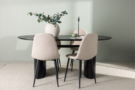 Venture Home Isolde Spisegruppe 180 cm Oval med 4 Polar Stoler Beige