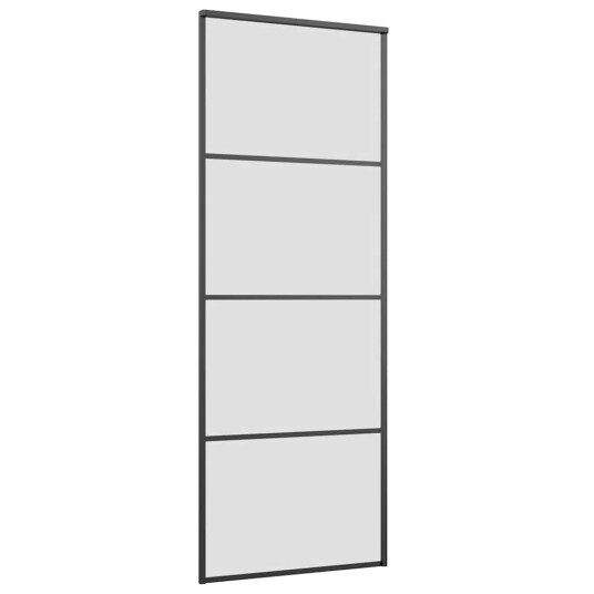 vidaXL Skyvedør med monteringssett svart 76x205 cm ESG-glass