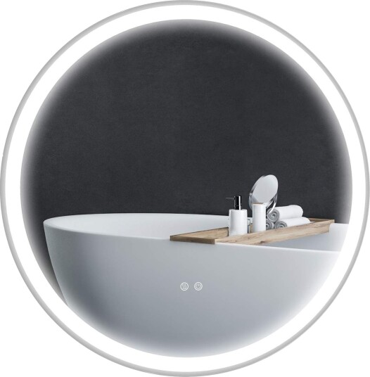 Opplyst baderomsspeil LED Ø60 cm anti dim