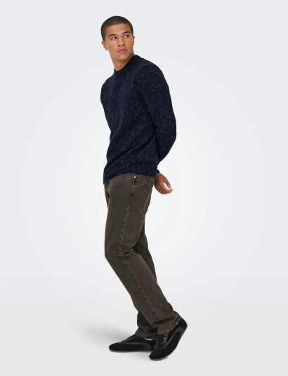 ONLY & SONS Onsbirky Reg Nap Crew Knit - Navy - XS