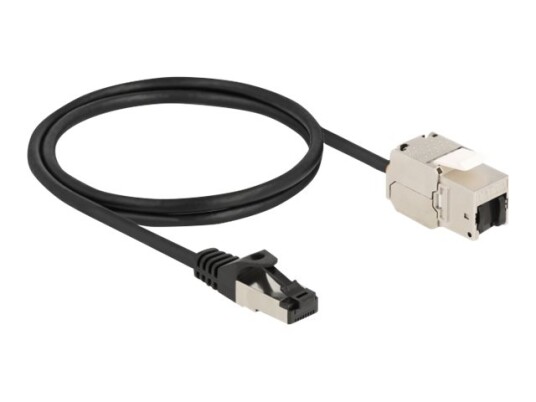 Delock Nettverkskabel Rj 45 Hann Til Rj 45 Hunn Nøkkelsky 1 M S/Ftp Cat 6A Med Støvel Uten Hindringer Svart 87027