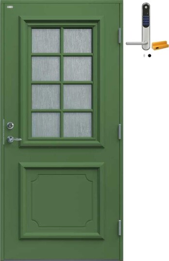 Ytterdør Diplomat Svea Cotswold Glass med Yale Doorman Classic Home