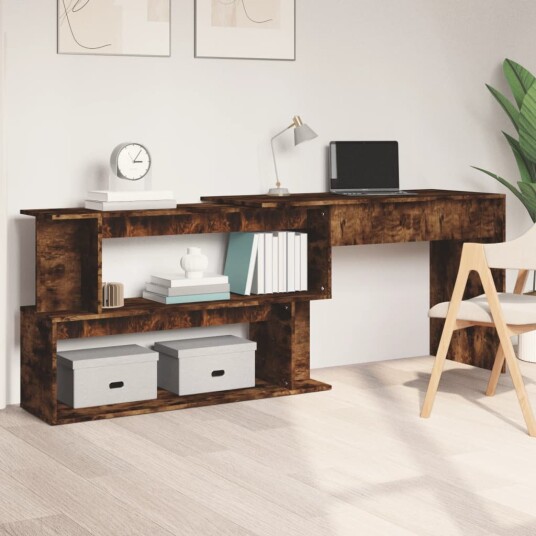 vidaXL Hjørnepult røkt eik 200x50x76 cm konstruert tre vidaXL Hjørnepult røkt eik 200x50x76 cm konstruert tre