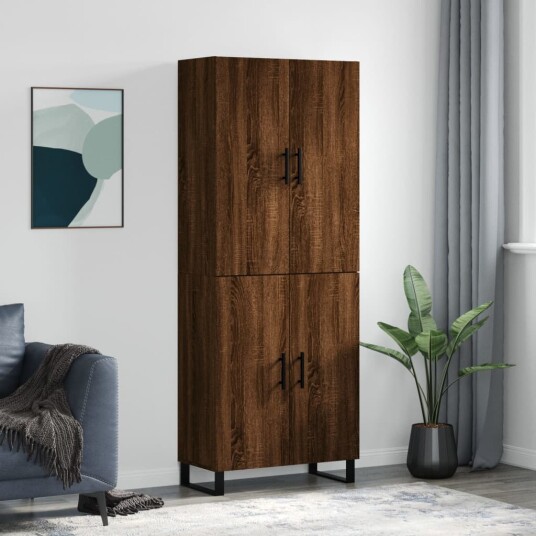 vidaXL Highboard brun eik 69,5x34x180 cm konstruert tre 8720845409555