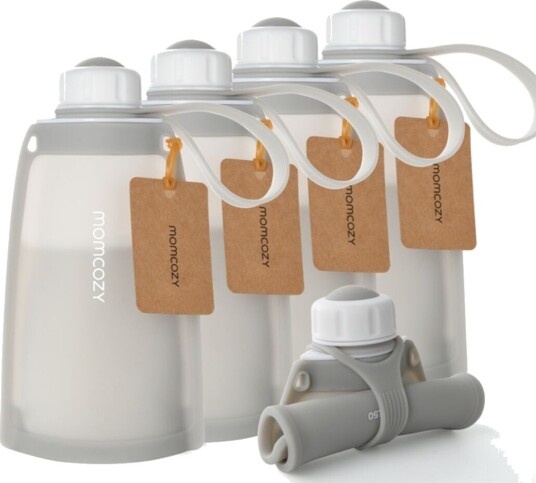 Momcozy Momcozy Silicone Milk Storage Bags Grey 5Pcs Grey ONE SIZE Momcozy Momcozy Silicone Milk Storage Bags Grey 5Pcs Grey ONE SIZE