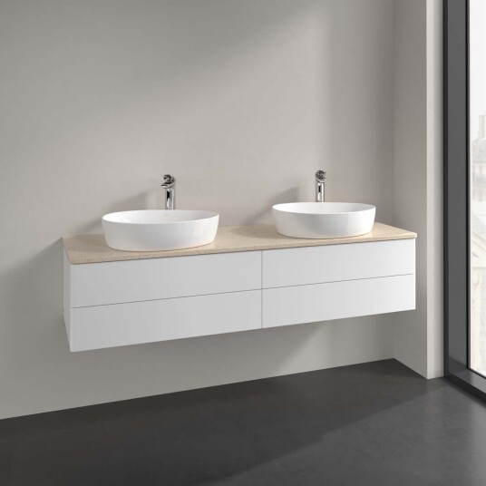Villeroy & Boch Antao Servantskap med 4 skuffer 160x50x36 cm m/lys Hvit Matt/Crème