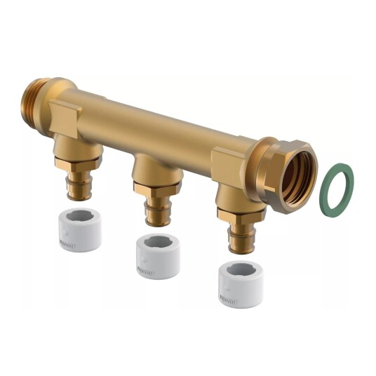 Uponor Q&E DR Fordeler med Løpemutter 3 Uttak 50mm Uponor Q&E DR Fordeler med Løpemutter 3 Uttak 50mm
