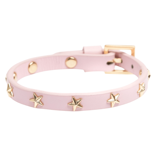 DARK Leather Star Stud Bracelet Mini Pale Rose