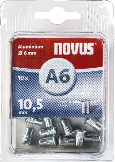 Novus M4 × 10,5 mm Aluminiums Blindnittemutter (10 Stk.)