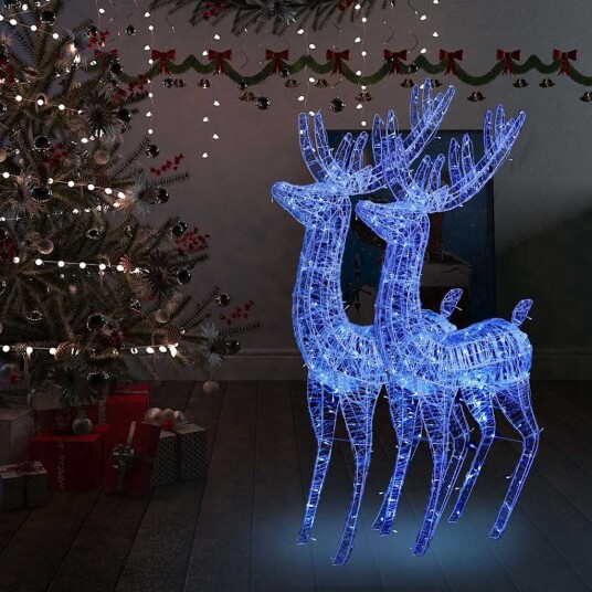 vidaXL Julereinsdyr XXL akryl 250 LED 2 stk 180 cm blå