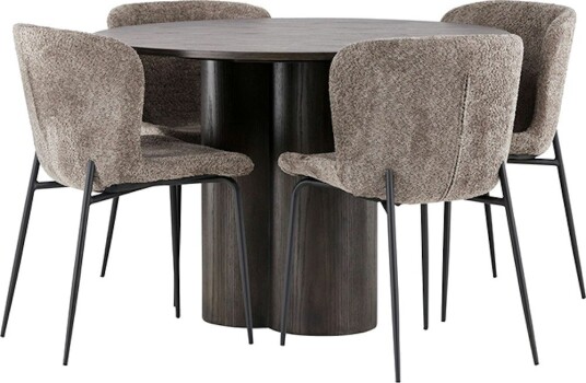Spisegruppe Venture Home Olivia Ø 110 cm med 4 Modesto Stoler